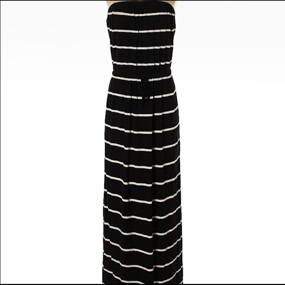 J.CREW Black/White Striped Halter maxi dress